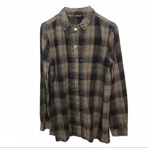 Topshop Flannel Top Green Size EU 28 / US 6